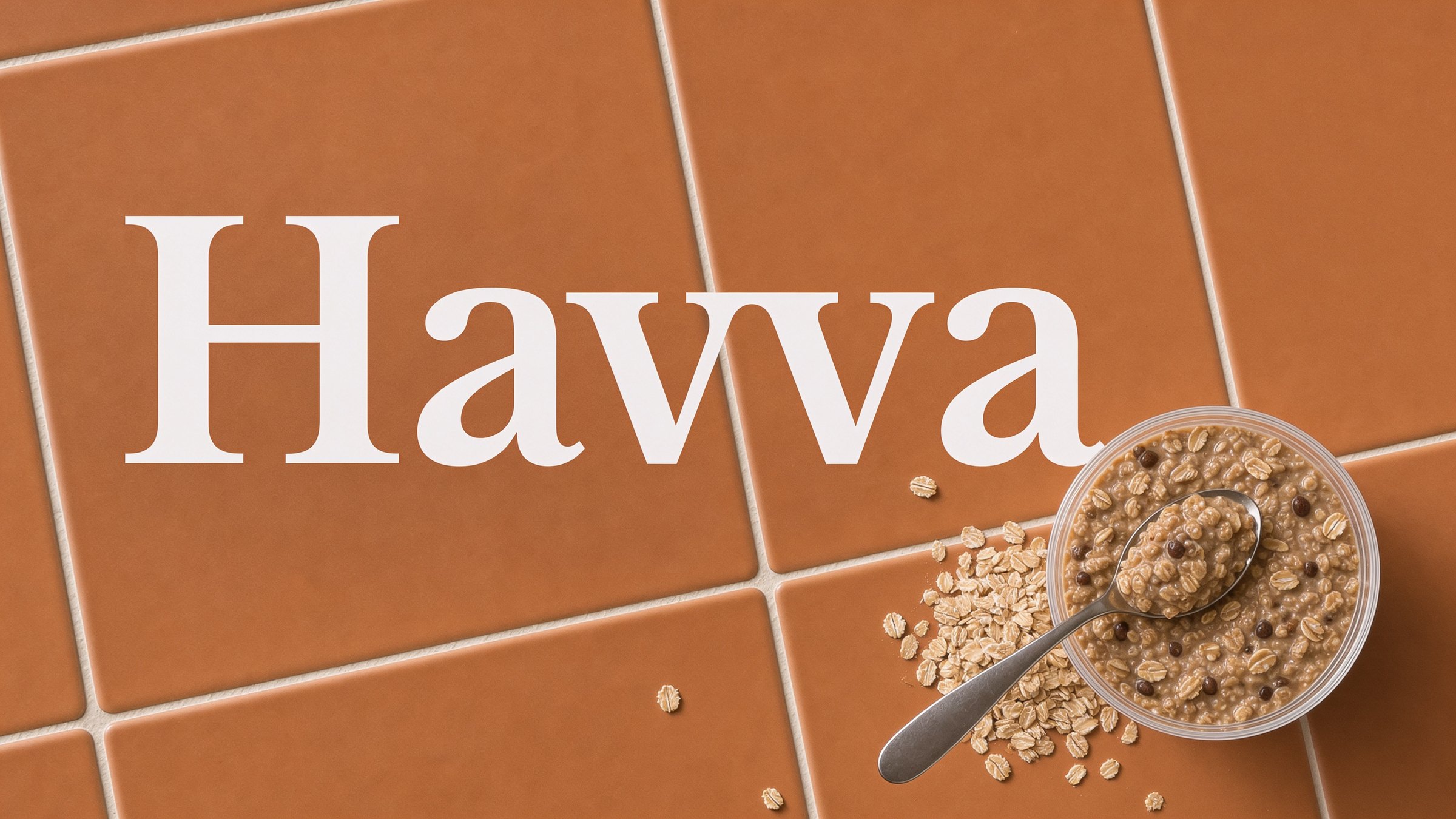 Havva overnight oats on caramel tiles